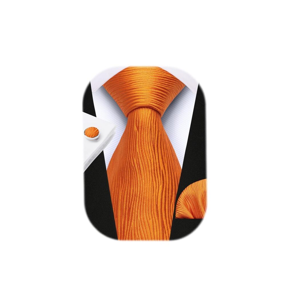 7895 Orange Ties Pre Tied Adjustable Neckties Solid Wave Woven Necktie